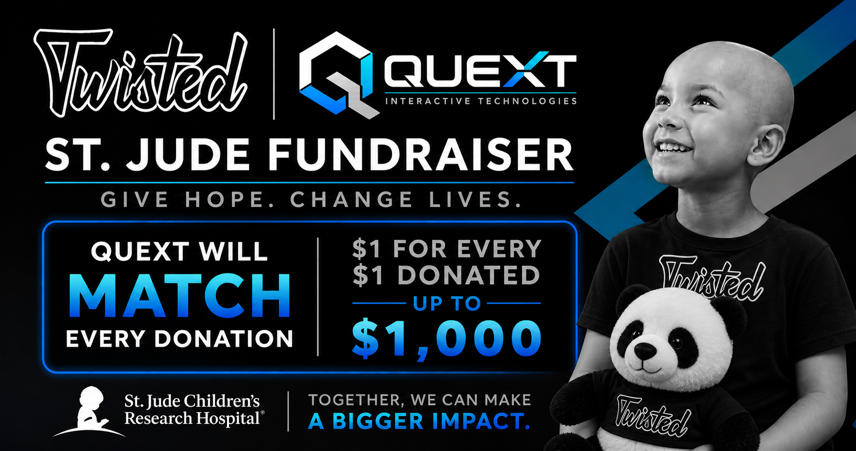 Quext will match every St. Jude fundraiser donation up to $1,000